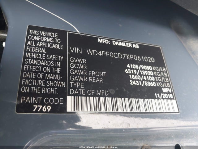 WD4PF0CD7KP061020 Mercedes-Benz om 642 with brake assist