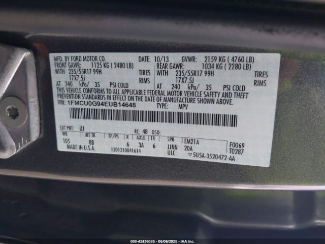1FMCU0G94EUB14648 Ford ESCAPE SE