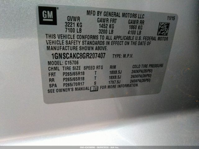 1GNSCAKC8GR207407 Chevrolet Tahoe Ls