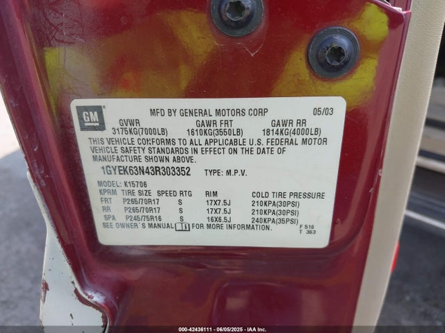 2002 CADILLAC ESCALADE 1GYEK63N22R100538 Photo 8