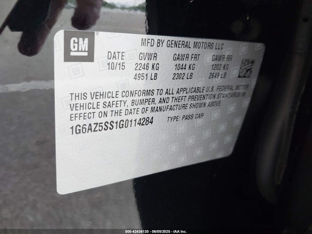 1G6AZ5SS1G0114284 Cadillac lgx - di: direct injection, vvt, alum, gen 2