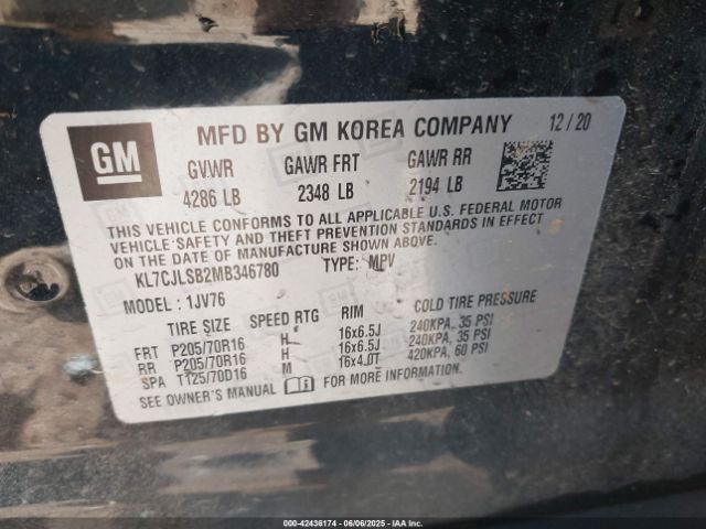 2021 CHEVROLET TRAX KL7CJLSB2MB346780 Photo 8