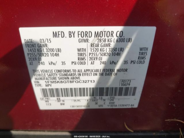 1FM5K8GT8FGC32713 Ford EXPLORER SPORT
