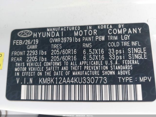 2019 HYUNDAI KONA KM8K12AA4KU330773 Photo 8