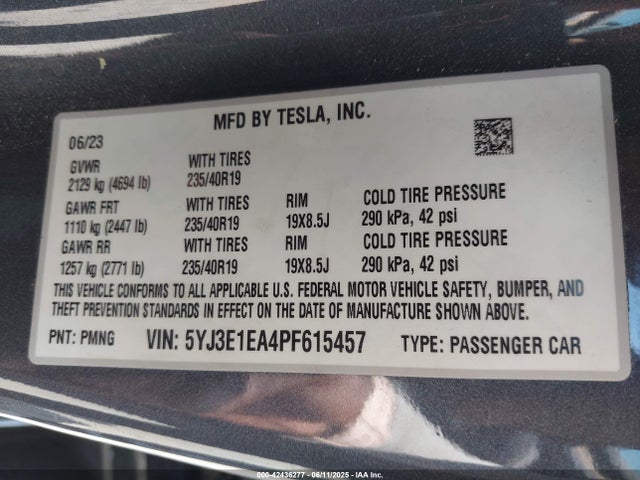 2023 TESLA MODEL 3 5YJ3E1EA4PF615457 Photo 8