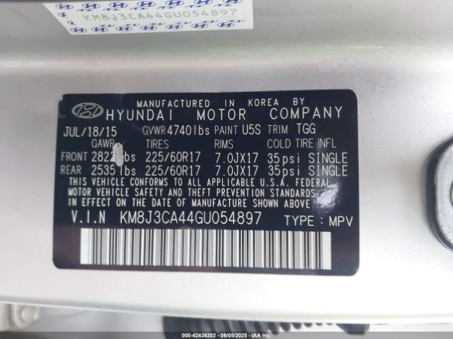 2016 HYUNDAI TUCSON KM8J3CA44GU054897 Photo 8