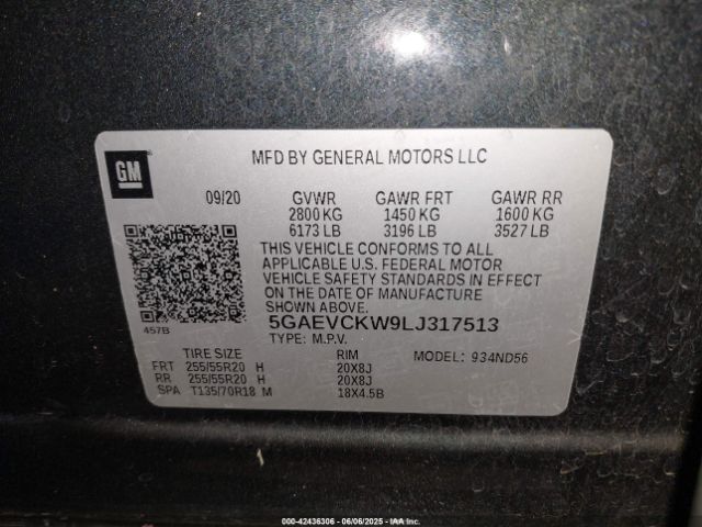 2020 BUICK ENCLAVE 5GAEVCKW9LJ317513 Photo 8