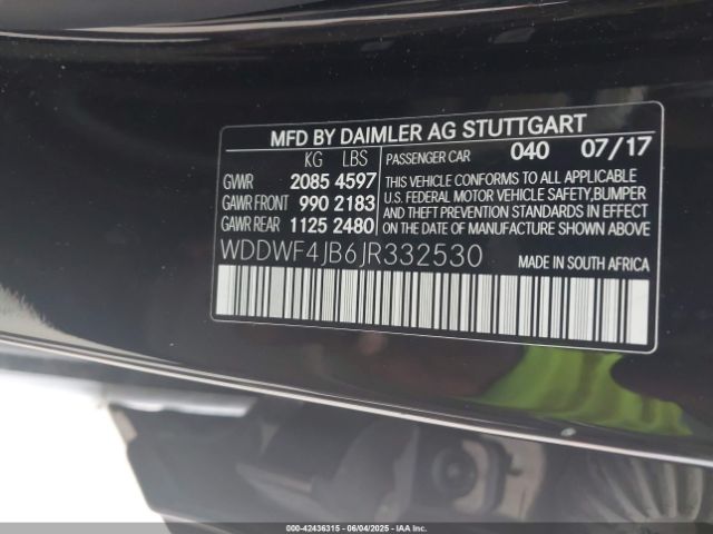 WDDWF4JB6JR332530 Mercedes-Benz C 300