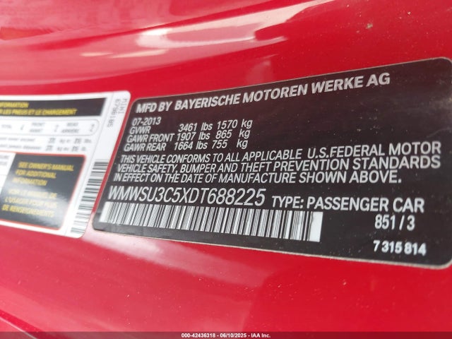 2013 MINI HARDTOP WMWSU3C5XDT688225 Photo 8