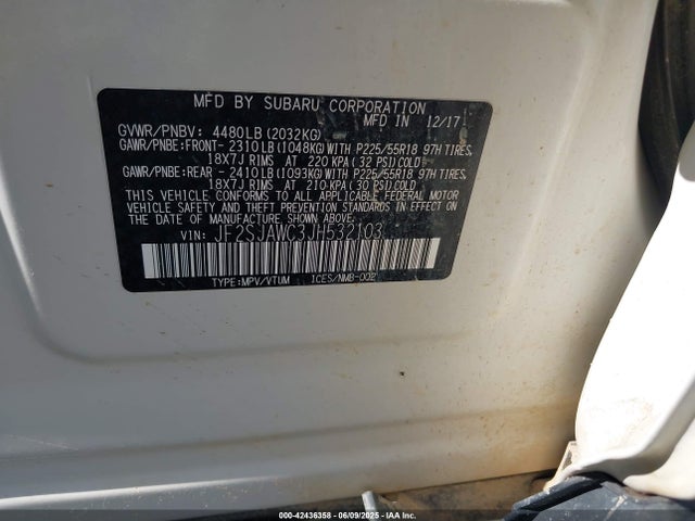 Subaru naturally aspirated u5 2018 JF2SJAWC3JH532103 Image 9