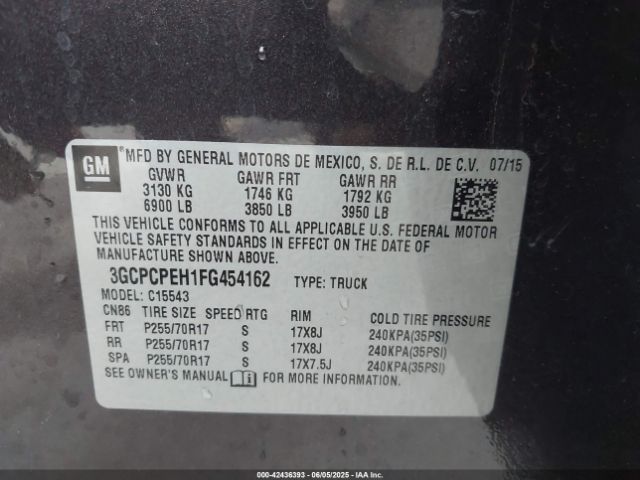 3GCPCPEH1FG454162 Chevrolet lv3 - vvt, aluminum, e85 max