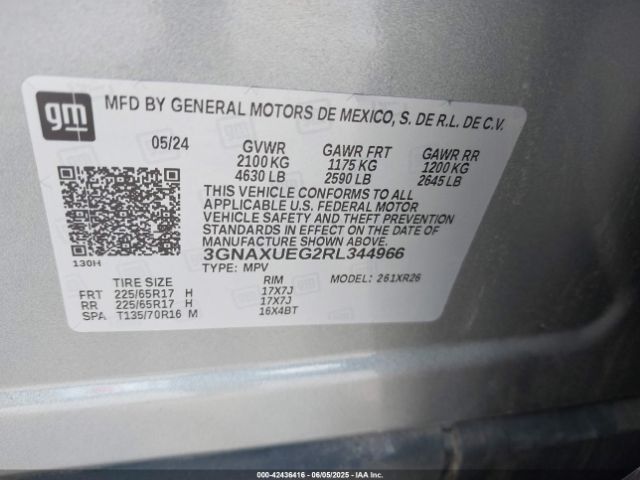 3GNAXUEG2RL344966 Chevrolet Equinox Awd Lt
