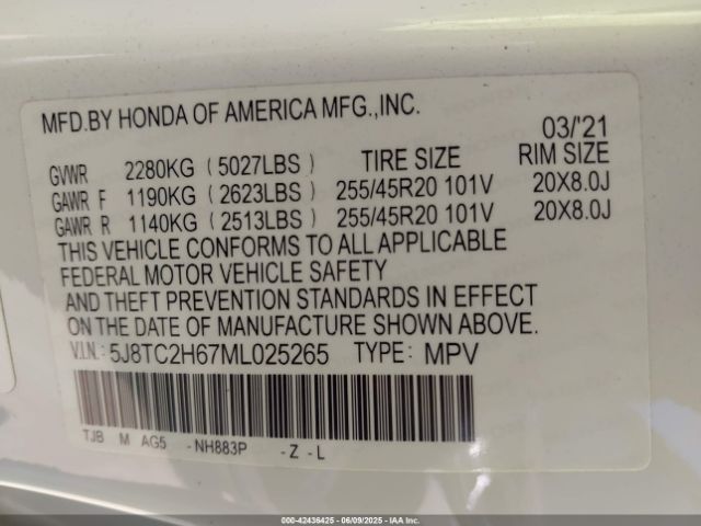 2021 ACURA RDX 5J8TC2H67ML025265 Photo 8