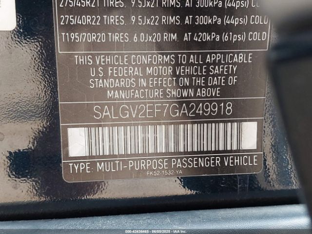 2016 LAND ROVER RANGE ROVER SALGV2EF7GA249918 Photo 8