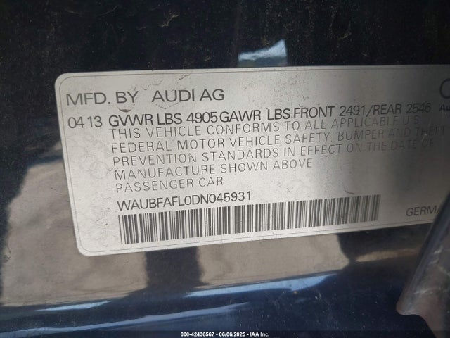 2013 AUDI A4 WAUBFAFL0DN045931 Photo 8