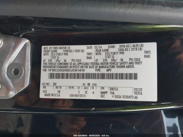 1FMCU0GX6EUC61410 Ford ESCAPE SE