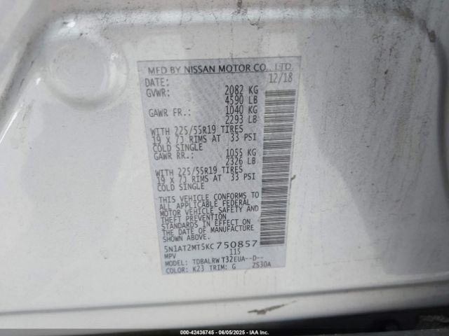 2019 NISSAN ROGUE 5N1AT2MT5KC750857 Photo 8