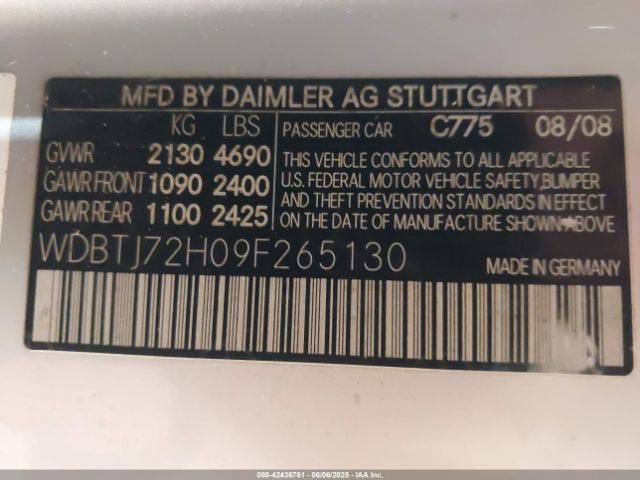 2009 MERCEDES-BENZ CLK 550 WDBTJ72H09F265130 Photo 8