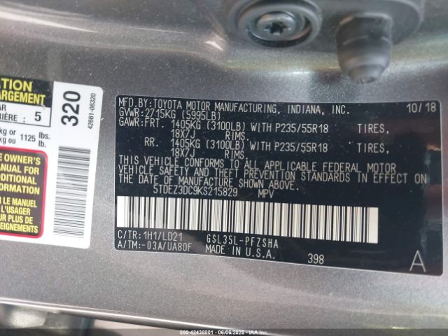 2019 TOYOTA SIENNA 5TDEZ3DC9KS215829 Photo 8