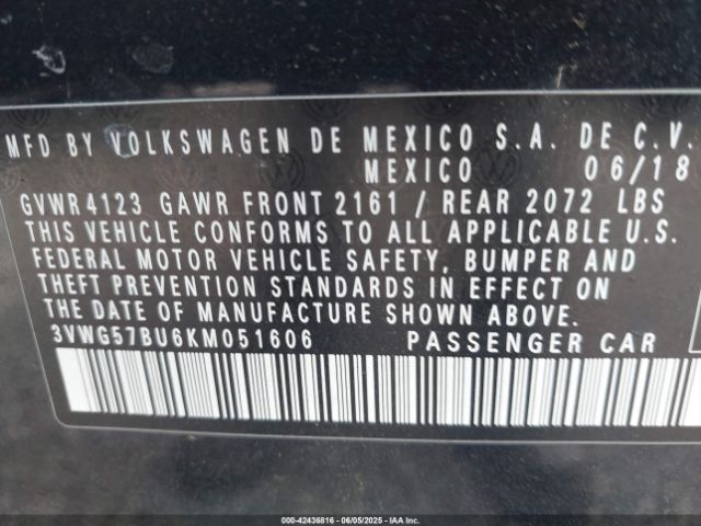 2019 VOLKSWAGEN JETTA 3VWG57BU6KM051606 Photo 8