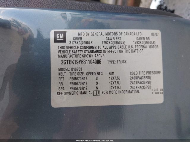 2008 GMC SIERRA 1500 2GTEK19Y681104006 Photo 8