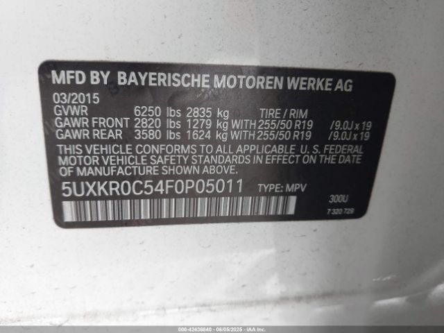 5UXKR0C54F0P05011 BMW 2015
