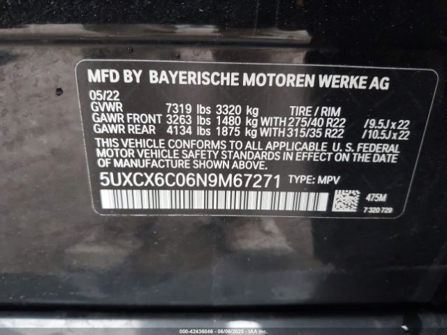 2022 BMW X7 5UXCX6C06N9M67271 Photo 8