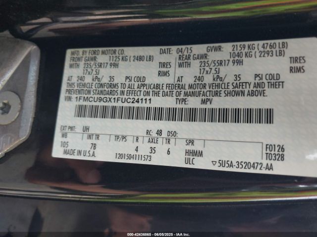 1FMCU9GX1FUC24111 Ford ESCAPE SE