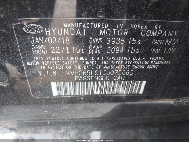 KMHC65LC1JU075665 Hyundai 2018