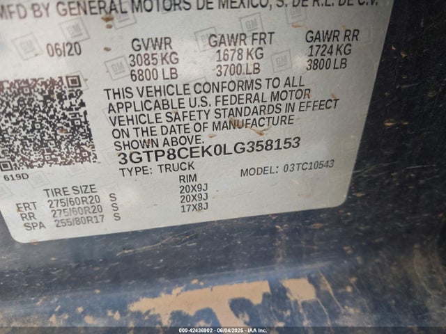 3GTP8CEK0LG358153 GMC l3b