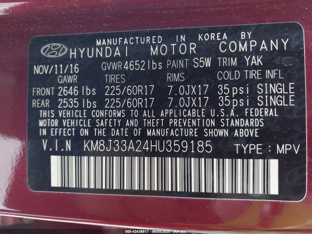 KM8J33A24HU359185 Hyundai Tucson Eco