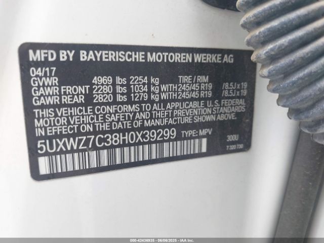 2017 BMW X3 5UXWZ7C38H0X39299 Photo 8