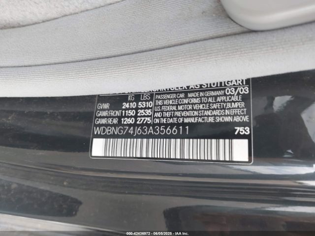 2003 MERCEDES-BENZ S 55 AMG WDBNG74J63A356611 Photo 8