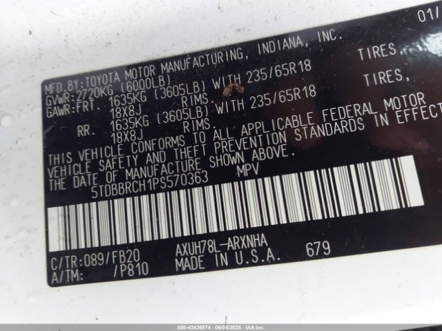 2023 TOYOTA HIGHLANDER 5TDBBRCH1PS570363 Photo 8