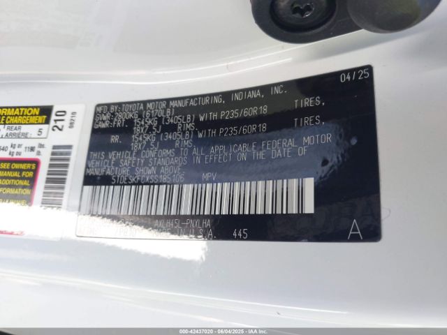 5TDESKFCXSS185106 Toyota a25a-fxs