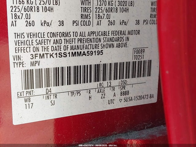 3FMTK1SS1MMA59195 Ford Mustang Mach-E