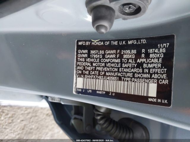 SHHFK7H92JU405651 Honda l15ba
