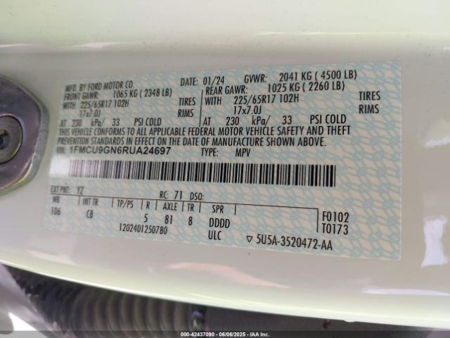 2024 FORD ESCAPE 1FMCU9GN6RUA24697 Photo 8