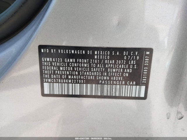 3VWC57BU8KM227991 Volkswagen 1.4 tsi