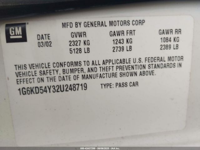 2002 CADILLAC DEVILLE 1G6KD54Y32U248719 Photo 8