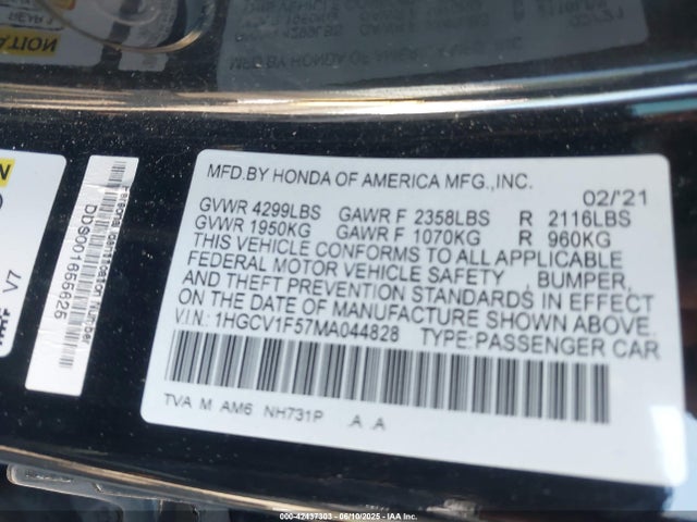 1HGCV1F57MA044828 Honda l15be