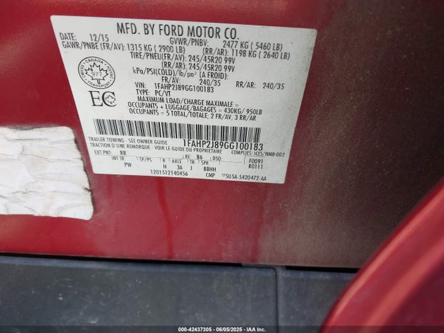 Ford 2016 2016 1FAHP2J89GG100183 Image 9