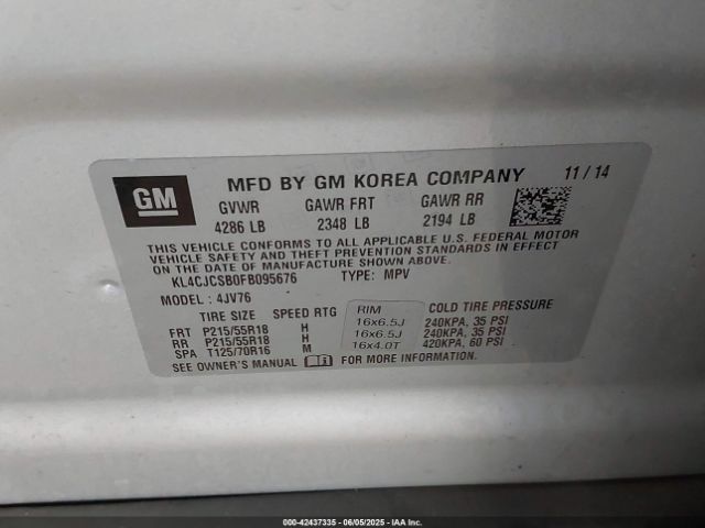 KL4CJCSB0FB095676 Buick luv