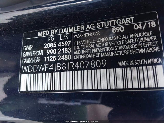 Mercedes-Benz m274 2018 WDDWF4JB8JR407809 Image 9