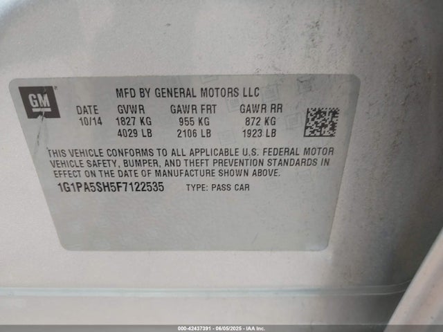 1G1PA5SH5F7122535 Chevrolet Cruze Ls Auto