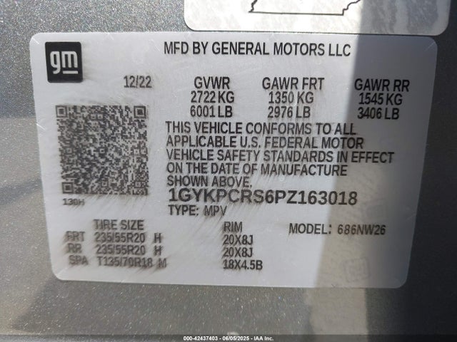 1GYKPCRS6PZ163018 Cadillac lgx