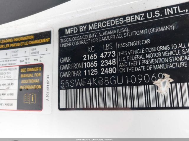 2016 MERCEDES-BENZ C 300 55SWF4KB8GU109069 Photo 8