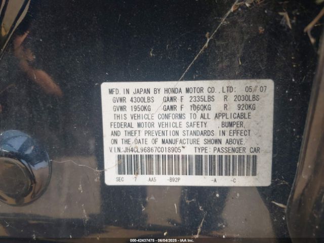 2007 ACURA TSX JH4CL96867C018905 Photo 8