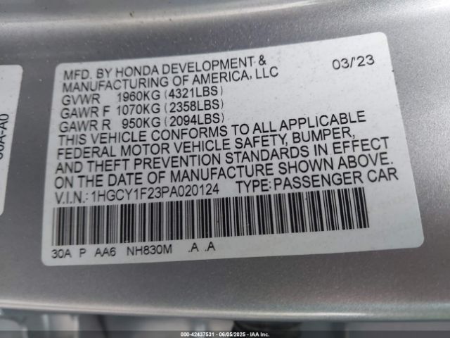 2023 HONDA ACCORD 1HGCY1F23PA020124 Photo 8