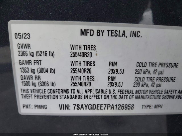 2023 TESLA MODEL Y 7SAYGDEE7PA126958 Photo 8